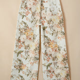 Summer Vintage Style Floral Print High Waist Wide Leg Jeans