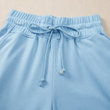 Saturday Mood Set Loose Tee Drawstring Wide Leg Pants 2pcs Outfit - Blue
