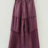 PREORDER Hazel Mineral Wash Tiered Wide Leg Patchwork Drawstring Pants - Wild Ginger | Dropship