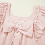 Macie Flutter Sleeve Square Neck Bow Back Mini Dress