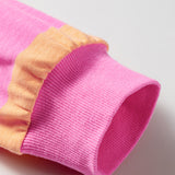 Pink Stripe Long Sleeve Casual Top Drawstring Shorts 2pcs Set