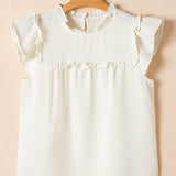 Clover Ruffle Trim Waffle Textured Blouse