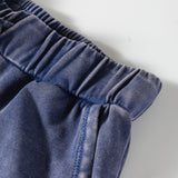 PREORDER Hazel Mineral Wash Tiered Wide Leg Patchwork Drawstring Pants - Blue | Dropship