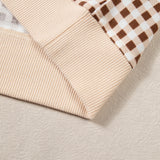 Gingham Crew Neck Long Sleeve Top and Skort Set