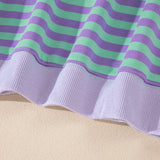 PREORDER Baya Striped Contrast Trim Drop Shoulder Sweatshirt - Blue | Dropship