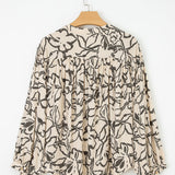 Amelie Morn Floral Print Batwing Sleeve Buttoned Loose Fit Shirt