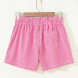 Lottie Stripe Drawstring Elastic Waist Casual Denim Shorts