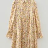 PREORDER Evie Floral Print Frilly Trim Smocked Cuff Long Sleeve Loose Shirt Dress | Dropship