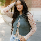 August Tie Up Vest - Ash Jade