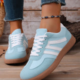 Joy Faux Suede PU Leather Color Block Patchwork Lace-up Shoes