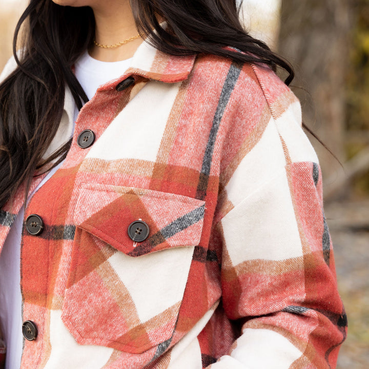 Beth Plaid Shacket - Spice