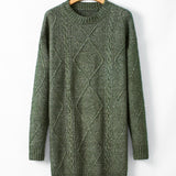 Cable Knit Sweater Dress - Green | Dropship