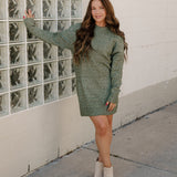 Cable Knit Sweater Dress - Green | Dropship