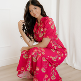 Neve Frilled V Neck Short Sleeve Ruffle Maxi Dress
