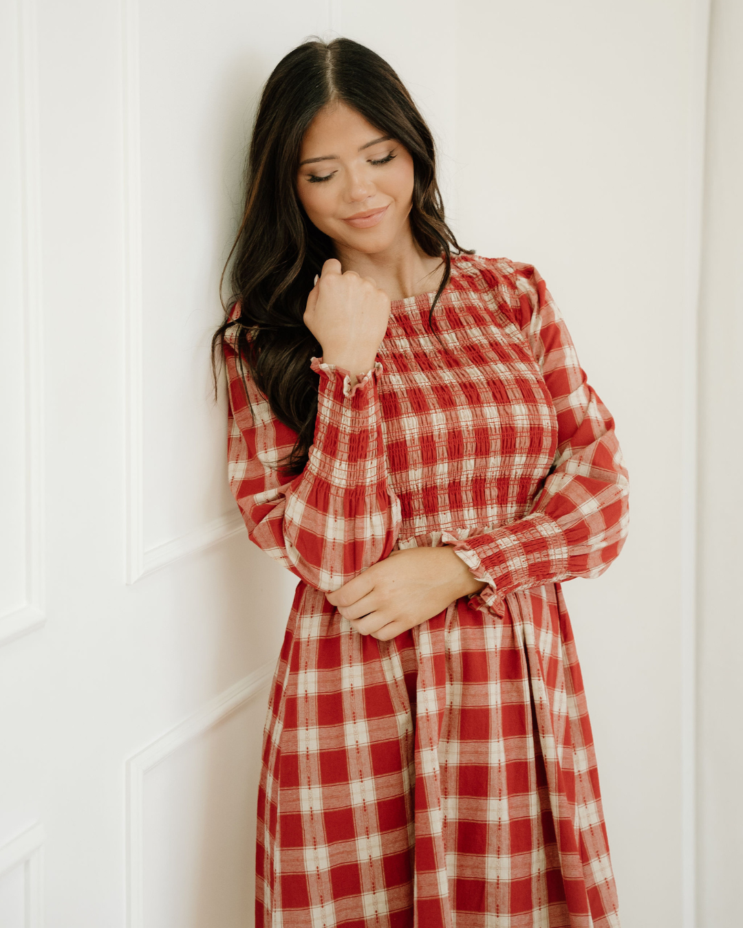 Presley Plaid Print Smocked Puff Sleeve Mini Dress