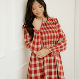 Presley Plaid Print Smocked Puff Sleeve Mini Dress