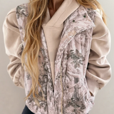 Tessa Camo Leaf Print Winter Puffer Vest - Camo