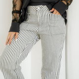 Cassie Stripe Patch Pocket High Waist Shift Denim Jeans