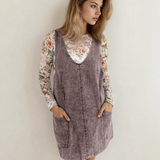 PREORDER Kylie Vintage Washed Denim V Neck Suspender Mini Dress | Dropship