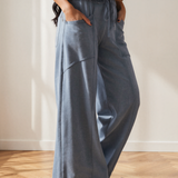 Billie Mineral Wash Drawstring Retro High Waist Wide Leg Western Pants