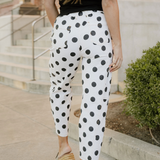 Polka Dot Bow Detail Pocketed Barrel Jeans