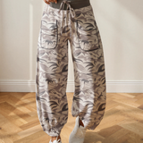 Camo Drawstring Contrast Waistband Joggers Pants