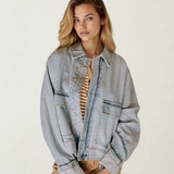 PREORDER Serena Street Style Zip Up Washed Denim Jacket | Dropship