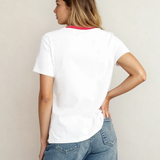 Melanie Rainbow Stripe Print Crewneck T Shirt