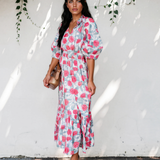 Belle Floral Puff Sleeve Midi Dress