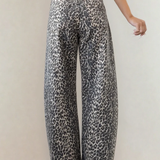 Naeve Leopard Print High Waist Barrel Jeans