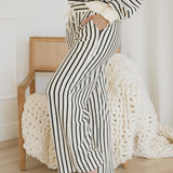 Talia Ruffle Trim Drop Shoulder Top Drawstring Loose Pant Set