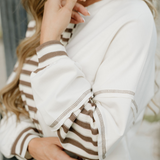 Bennie Stripe Stitched Detail Color Block Pullover Top