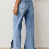 Calypso Side Slit High Rise Drawstring Casual Jeans