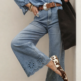 PREORDER Juniper Embroidered Cropped Wide Leg High Waist Jeans | Dropship