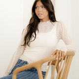 Molly Long Sleeve Mock Neck Sheer Lace Top