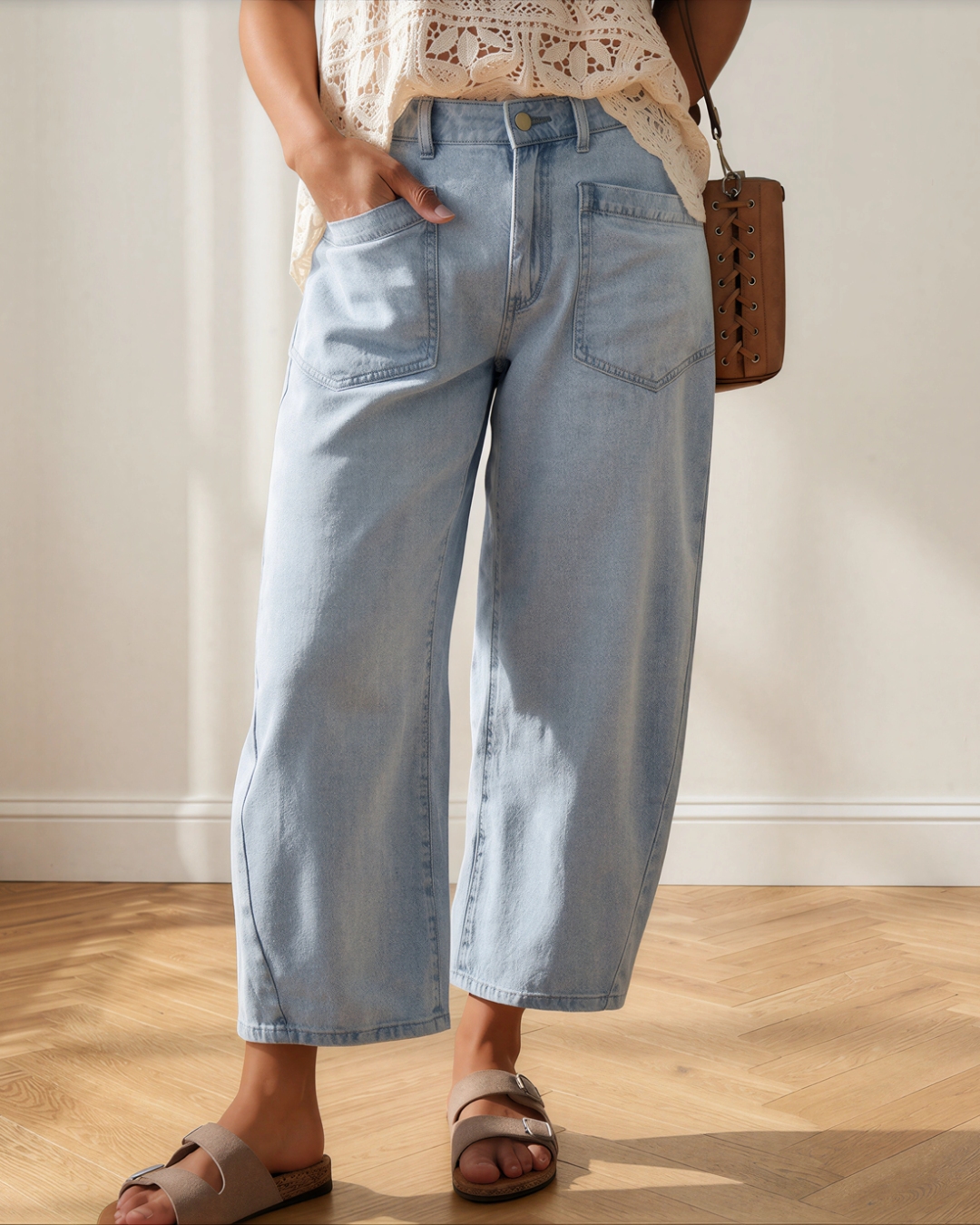 Briar Square Patch Pocket Ankle-length Barrel Jeans