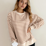 Celeste Stripe Ribbed Band Seam Detail Baggy Sweatshirt