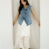 Lace Cascading Tiered High Waist Maxi Skirt