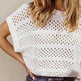 PREORDER Noah Hollow Out Knit Round Neck Dolman Sweater | Dropship