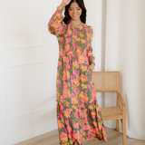 Tinsley Smocked Bodice Ruffled Long Dress