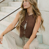 August Tie Up Vest - Brown