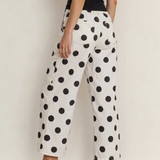 Polka Dot Print Bow Detail Pocketed Jeans
