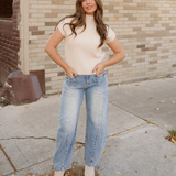 Mya Pocket Ribbed Knit Short Sleeve Sweater
