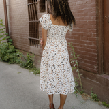 Estelle Smocked Square Neck Ruffle Short Sleeve Dress
