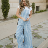 Jovie Ruffled Wide Leg Denim Overalls