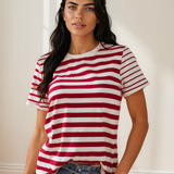Lana Stripe Patchwork Round Neck T Shirt