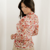 Elise Floral Print Mesh Long Sleeve Top
