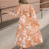 Felicity Shirred Square Neck High Waist Maxi Dress