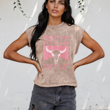 COWGIRLS DONT CRY Western Graphic Mineral Wash Tank Top