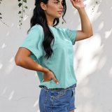 Mira Mineral Wash Raglan Sleeve Boxy Fit Cropped Tee
